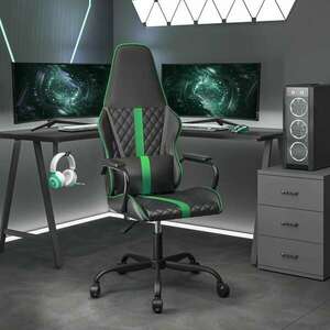 fekete és zöld műbőr gamer szék kép