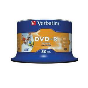 VERBATIM DVD-R lemez, nyomtatható, matt, no-ID, 4, 7GB, 16x, henge... kép