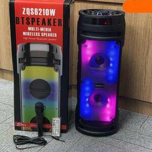 Hordozható bluetooth karaoke LED-es hangszóró, mikrofonnal, távirányítóval kép