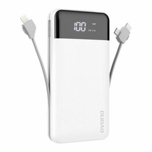Dudao K1Pro Power Bank 20000mAh 2x USB + kábel Lightning / USB-C / Micro USB, fehér (K1Pro-white) kép