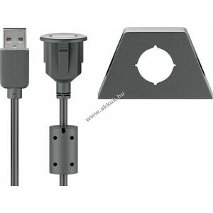 USB 2.0 hosszabbítókábel rögzítő konzollal, fekete színben 1, 2m kép