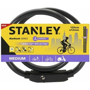 STANLEY kábeles kerékpárzár 12mm x 1200mm, 3 kulcs - A készlet erejéig! kép