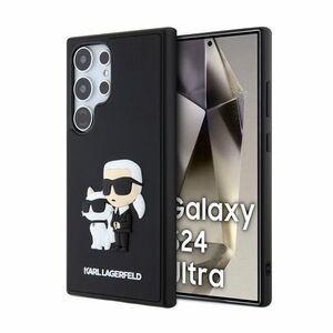 Karl Lagerfeld 3D Rubber Karl and Choupette hátlapi tok Samsung Galaxy S24 Ultra számára, fekete kép