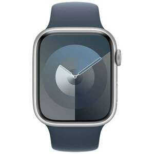 Apple Watch S9 Aluminium 45mm Silber (Sportarmband sturmblau) S/M... kép