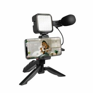 LogiLink Vlogger Kit LED fénnyel, mikrofonnal + állvánnyal, 4, 7-7... kép