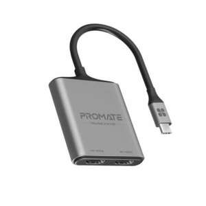 Promate Átalakító - MEDIALINK H2 (USB-C adapter, 2x4K HDMI, szürke) kép