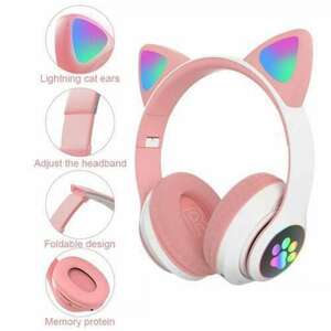 Cat Vezeték Nélküli Világító Fejhallgató Bluetooth 5.0 Pink cicás... kép