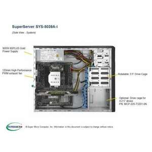 Supermicro SuperServer SYS-5039A-I 1xLGA2066 8RDIMM 900W TOWER kép