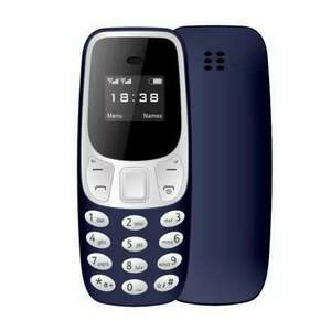 Ultramini mobiltelefon - 2 SIM kártyát kezel/sötétkék-fehér kép