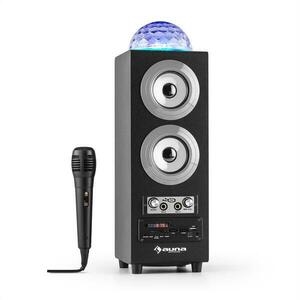 Auna DiscoStar Silver, hordozható 2.1 bluetooth hangfal, USB, akkumulátor, LED, mikrofon kép