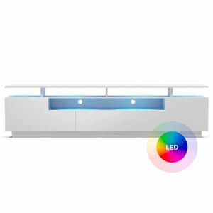 Blumfeldt blumfeldt Perth Lowboard, TV szekrény, LED, 3 polc, fehér kép