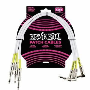 Ernie Ball 1.5' Patch Cable Straight/Angle White - 3 Pack kép