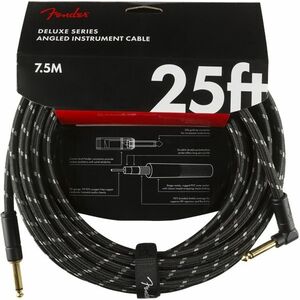 Fender Deluxe Series 25' Instrument Cable Black Tweed Angled kép
