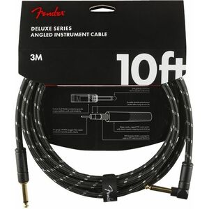 Fender Deluxe Series 10' Instrument Cable Black Tweed Angled kép