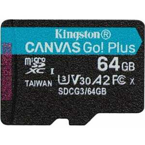 Kingston 64GB microSDHC Canvas Go! Plus U3 UHS-I V30 Micro SDHC 64 GB Memóriakártya kép