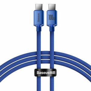 Baseus Crystal Shine kábel USB-C / USB-C 5A 100W 1.2m, kék (CAJY000603) kép