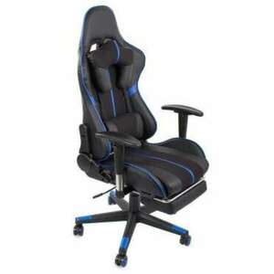 Irodai forgószék és Gamer szék lábtámasszal - fekete-kék kép