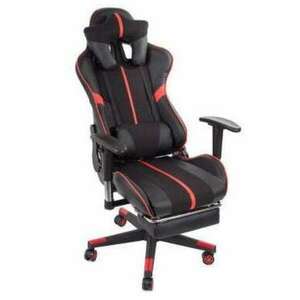 Irodai forgószék és Gamer szék lábtámasszal - fekete-piros kép
