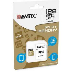 128GB microSDXC Emtec Gold+ CL10 + adapter (ECMSDM128GXC10GP) (EC... kép