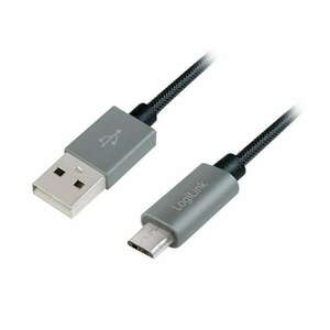 Logilink USB 2.0 kábel, USB-A/M - Micro-USB/M, nylon, alu, 1 m kép