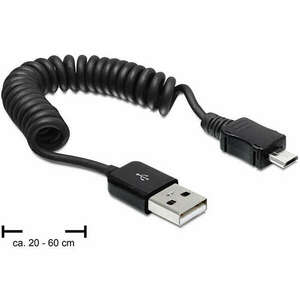 DeLock Cable USB 2.0-A male > USB micro-B male coiled cable 0, 6m... kép