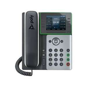 HP Poly Edge E300 VoIP Telefon + PoE - Fekete/Fehér (82M92AA) kép