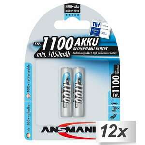 Ansmann NiMH Micro AAA 1100 mAh Újratölthető elem (12x2/csomag) kép