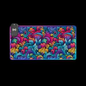 Colorful Waves - Egérpad RGB Fénnyel Vezeték Nélküli Töltővel kép