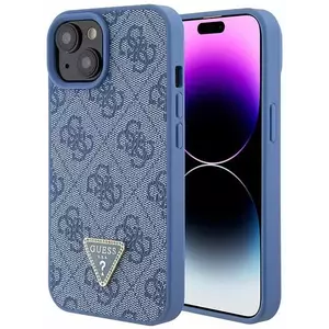 Tok Guess GUHCP15SP4TDPB iPhone 15 6.1" blue hardcase Leather 4G Triangle Strass (GUHCP15SP4TDPB) kép
