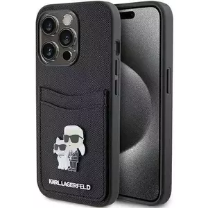 Tok Karl Lagerfeld KLHCP15LSAPKCNPK iPhone 15 Pro 6.1" black hardcase Saffiano Cardslot Karl&Choupette Metal Pin (KLHCP15LSAPKCNPK) kép