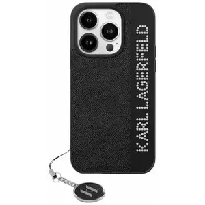 Tok Karl Lagerfeld KLHCP15SPSAKDGCK iPhone 15 6.1" black hardcase Saffiano Rhinestones & Charm (KLHCP15SPSAKDGCK) kép