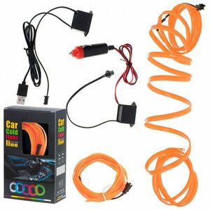 LED környezeti világítás autóhoz / autó USB / 12V szalag 3m narancs színű kép