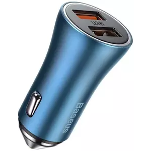 Autó töltő Baseus Golden Contactor Pro car charger, 2x USB, QC SCP, 40W (blue) (6953156201989) kép