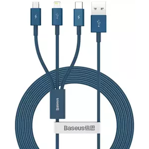 Kábel USB cable 3in1 Baseus Superior Series, USB to micro USB / USB-C / Lightning, 3.5A, 1.2m (blue) kép