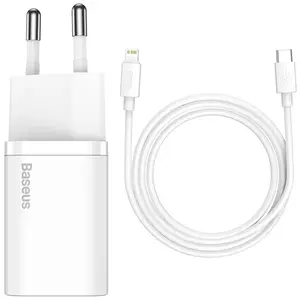 Töltő Baseus Super Si Quick Charger 1C 20W with USB-C cable for Lightning 1m (white) kép