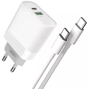 Töltő XO L64 Wall Charger, USB + USB-C, 20W (White) (6920680869930) kép
