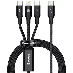 Kábel Baseus Rapid Series 3-in-1 cable USB-C For M+L+T 20W 1.5m Black (6953156204294) kép