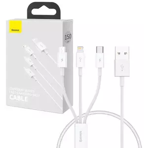 Kábel Quick Charge USB to M+L+C Baseus Superior Data 3.5A 0, 5m (White) kép