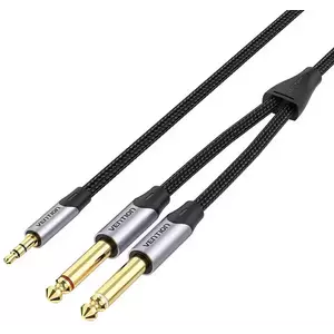 Kábel Cable mini jack 3.5 mm to 2x jack 6.5 mm Vention BARHG 1.5m (grey) kép