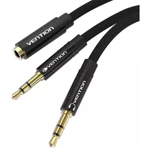 Kábel Audio cable 3.5mm female to 2x3.5mm male Vention BBLBF 1m (black) kép