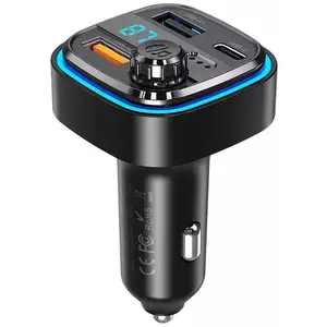 Autó töltő XO Car charger / FM transmitter XO BCC08 USB x2, USB-C, MP3, Bluetooth 5.0 (black) kép