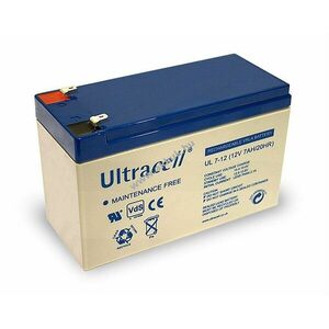 Ultracell ólom akku 12V 7Ah UL7-12 csatlakozó: F1 helyettesíti 12V 7, 2Ah - Kiárusítás! kép