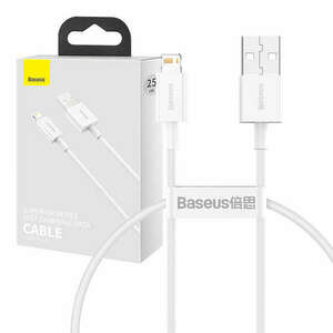 USB-kábel a Lightning Baseus Superior sorozathoz, 2, 4A, 0, 25 m (fehér) kép