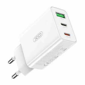 XO L101 wall charger, USB + 2x USB-C, PD 20W (white) kép