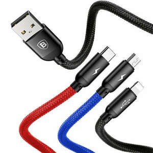 Baseus 3 az 1-ben USB-C / Lightning / Micro 3A 1, 2 m-es USB-kábel... kép