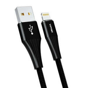 USB Lightning kábel Vipfan A01, 3A, 1, 2m, fonott (fekete). kép