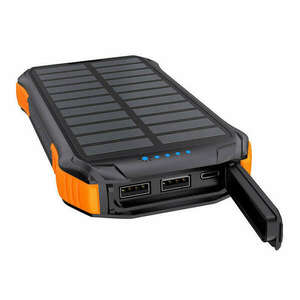 Choetech B658 Solar power bank 2x USB 10000mAh Qi 5W (black-orange) kép