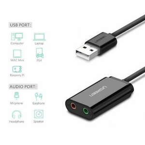 UGREEN 15 cm-es USB külső hangkártya (fekete) kép