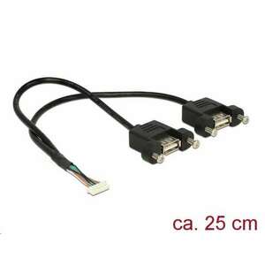 Delock USB 2.0-s kábel, 1, 25 mm, 8 tűs > 2 x USB 2.0 A típusú pan... kép