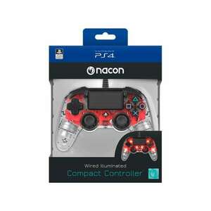 Nacon Compact PS4 átlátszó-halványpiros vezetékes kontroller kép